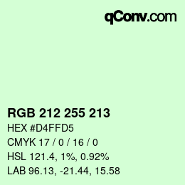 Color code: RGB 212 255 213 | qconv.com