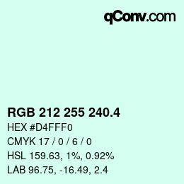 カラーコード: RGB 212 255 240.4 | qconv.com