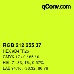 Color code: RGB 212 255 37 | qconv.com