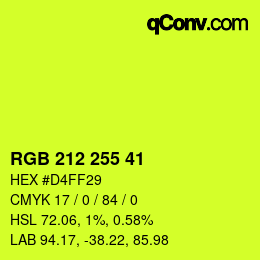 Color code: RGB 212 255 41 | qconv.com