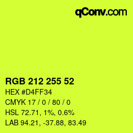 Color code: RGB 212 255 52 | qconv.com