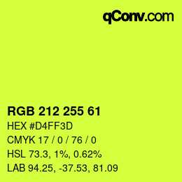 Color code: RGB 212 255 61 | qconv.com