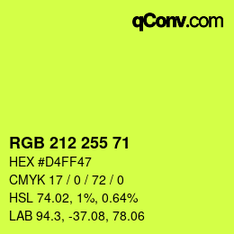 Color code: RGB 212 255 71 | qconv.com