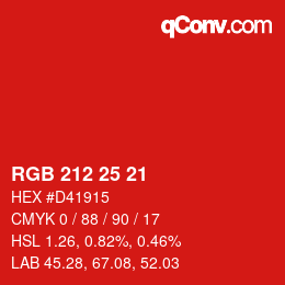 Color code: RGB 212 25 21 | qconv.com