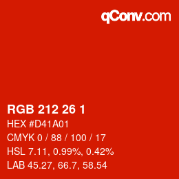 Color code: RGB 212 26 1 | qconv.com