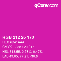 カラーコード: RGB 212 26 170 | qconv.com