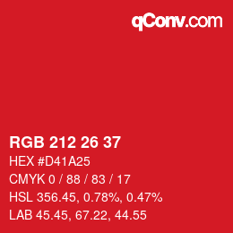 Color code: RGB 212 26 37 | qconv.com