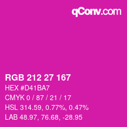 カラーコード: RGB 212 27 167 | qconv.com