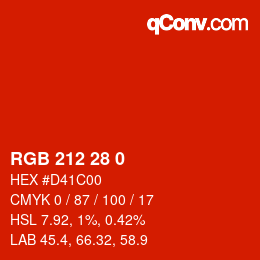 Color code: RGB 212 28 0 | qconv.com