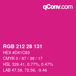 颜色代码: RGB 212 28 131 | qconv.com
