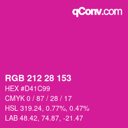 颜色代码: RGB 212 28 153 | qconv.com