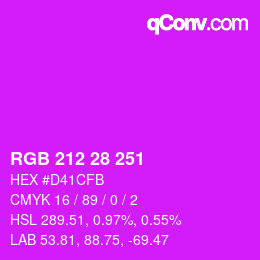Color code: RGB 212 28 251 | qconv.com