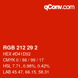 Color code: RGB 212 29 2 | qconv.com