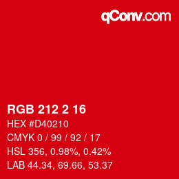 Color code: RGB 212 2 16 | qconv.com