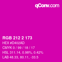 Color code: RGB 212 2 173 | qconv.com