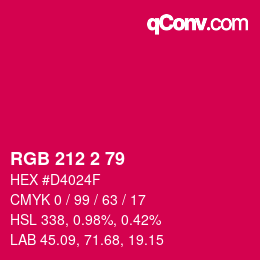 Color code: RGB 212 2 79 | qconv.com