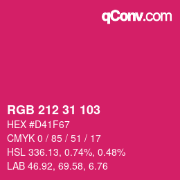 Color code: RGB 212 31 103 | qconv.com