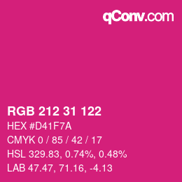 Color code: RGB 212 31 122 | qconv.com