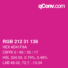 Color code: RGB 212 31 138 | qconv.com