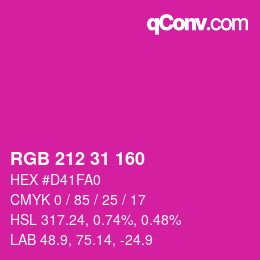 Color code: RGB 212 31 160 | qconv.com