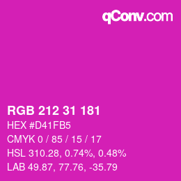 カラーコード: RGB 212 31 181 | qconv.com