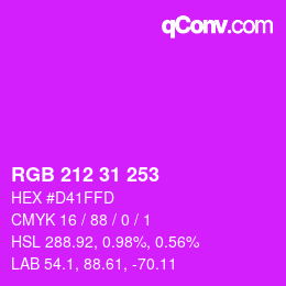 Color code: RGB 212 31 253 | qconv.com