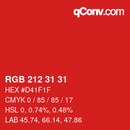 Color code: RGB 212 31 31 | qconv.com