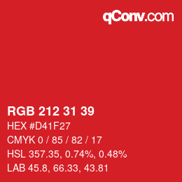 Color code: RGB 212 31 39 | qconv.com