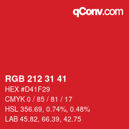 Color code: RGB 212 31 41 | qconv.com