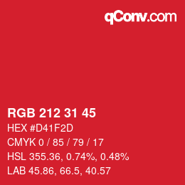 Color code: RGB 212 31 45 | qconv.com