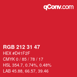 Color code: RGB 212 31 47 | qconv.com