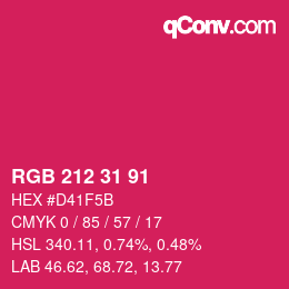 Color code: RGB 212 31 91 | qconv.com