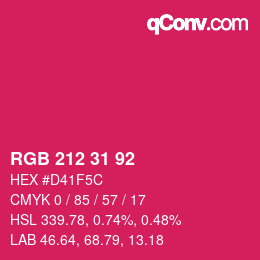 Color code: RGB 212 31 92 | qconv.com