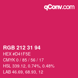 Color code: RGB 212 31 94 | qconv.com