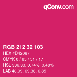 カラーコード: RGB 212 32 103 | qconv.com