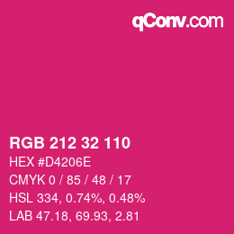 カラーコード: RGB 212 32 110 | qconv.com