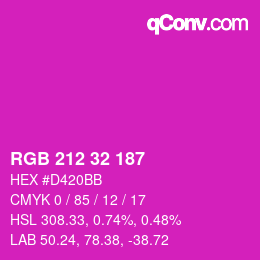 カラーコード: RGB 212 32 187 | qconv.com