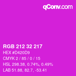 Color code: RGB 212 32 217 | qconv.com