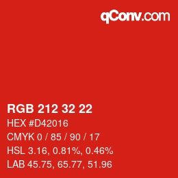カラーコード: RGB 212 32 22 | qconv.com
