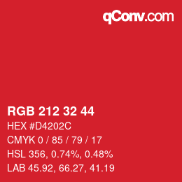 Color code: RGB 212 32 44 | qconv.com