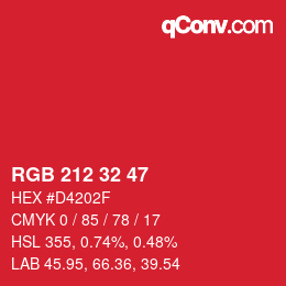 Color code: RGB 212 32 47 | qconv.com