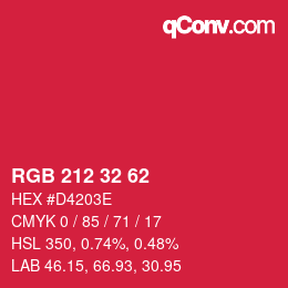 カラーコード: RGB 212 32 62 | qconv.com