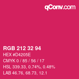 カラーコード: RGB 212 32 94 | qconv.com