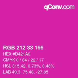 Color code: RGB 212 33 166 | qconv.com