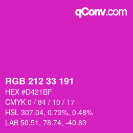 Color code: RGB 212 33 191 | qconv.com