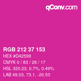 カラーコード: RGB 212 37 153 | qconv.com