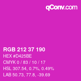 Color code: RGB 212 37 190 | qconv.com