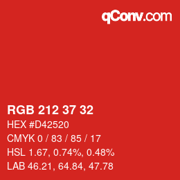 Color code: RGB 212 37 32 | qconv.com