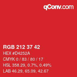 Color code: RGB 212 37 42 | qconv.com