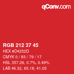 Color code: RGB 212 37 45 | qconv.com